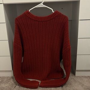 Women's Ribbed Knit Sweater - Rust
